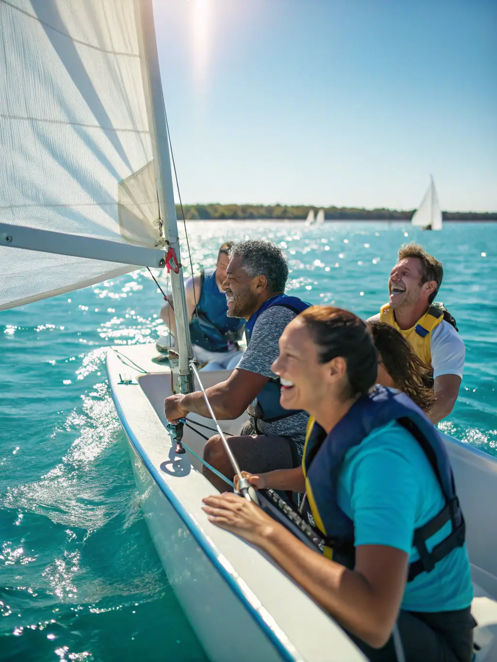 A photo of a community sailing event, with diverse participants enjoying a day of sailing and maritime activities.